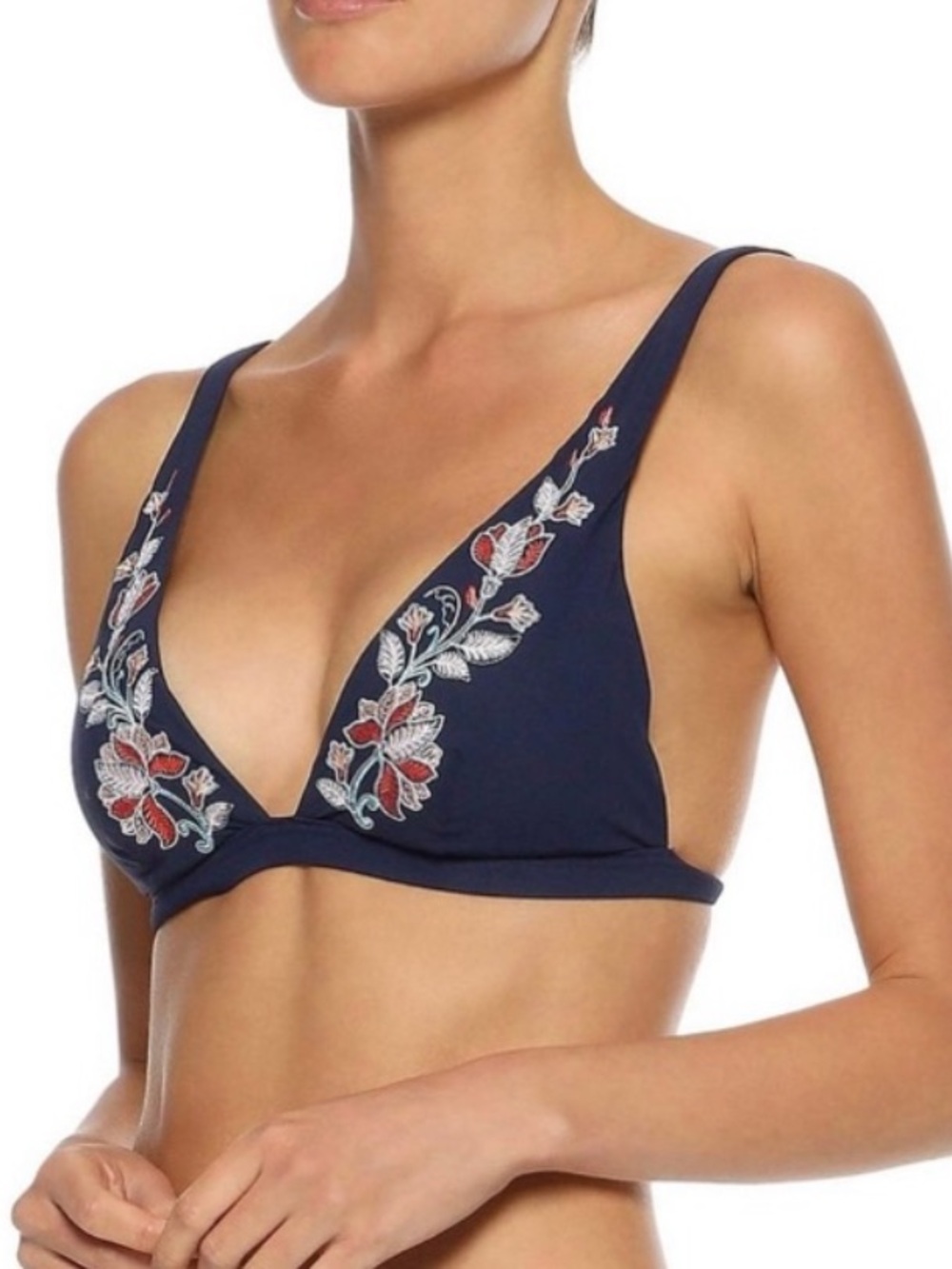 Jets Australia Navy Embroidered Bikini Top Size 6 Small